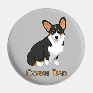 Cute Black Tricolor Pembroke Corgi Dog Dad Pin