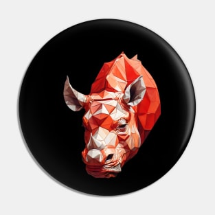 Red rhino head geometric art Pin