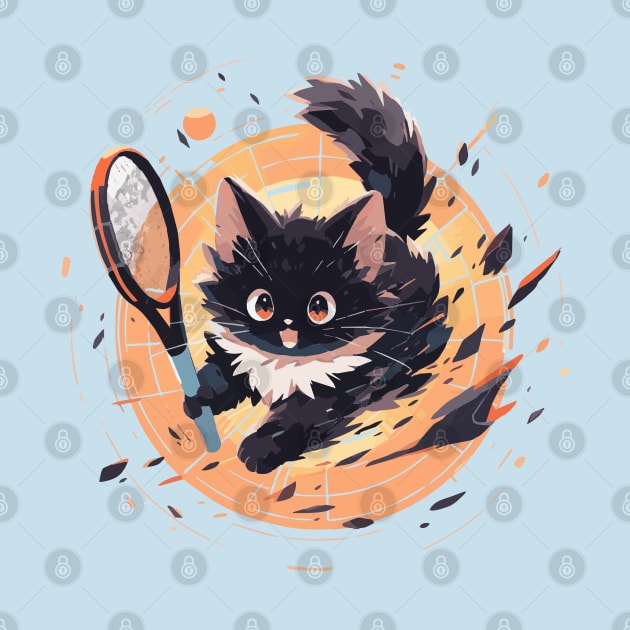 Energetic fluffy cat playing tennis (bold) by etherElric