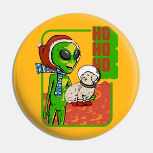 Aliens And Cute Dogs Celebrating Christmas Pin