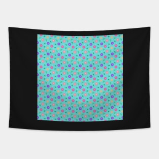 Turquoise Floral Botanical Seamless Pattern Tapestry