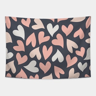 Dark Seamless Hearts Pattern Tapestry