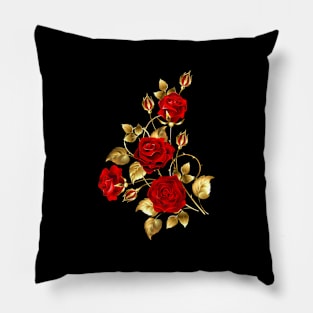Symmetrical composition of red roses Pillow