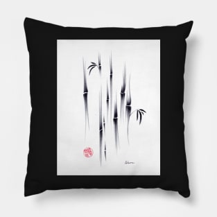 Dreamland - sumie ink brush zen bamboo painting by Rebecca Rees Pillow