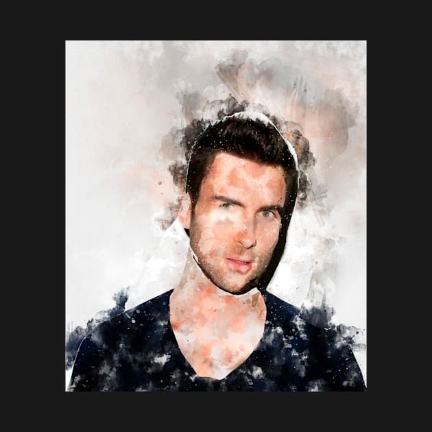 Adam Levine pop Portrait watercolour painting by nonagobich