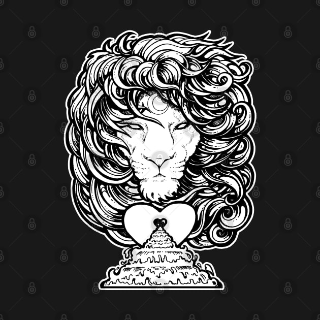 Heart of A Lion - White Outlined Version by Nat Ewert Art