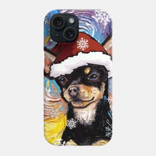 Black and Tan Shirt Hair Chihuahua Santa Phone Case