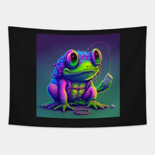 Vapor Wave Frog Tapestry