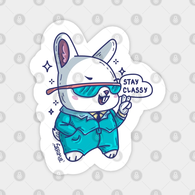 Kawaii Cute Rabbit in a suit saying "Stay Classy" Magnet by SPIRIMAL