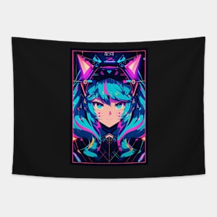 Anime Cat Girl | Quality Anime Design | Chibi Cat Girl Miaw | Manga Anime Art Tapestry