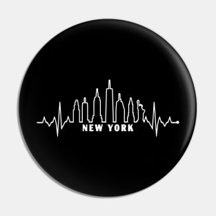 New York City Pulse Skyline EKG Heartbeat Pin