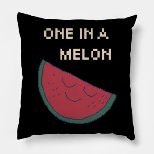 One In A Melon. 8Bit Pixel Art. One in a million. Pillow