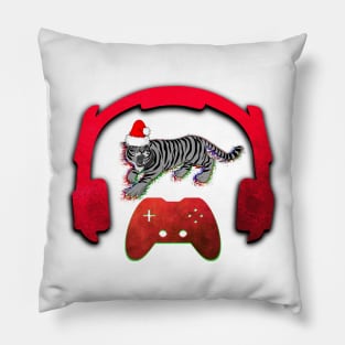Christmas Tiger - Gaming Music Headphones - Christmas Holiday Gift Pillow