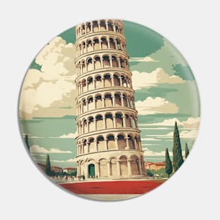 Leaning Tower of Pisa Italy Vintage Tourism Travel Poster Pin