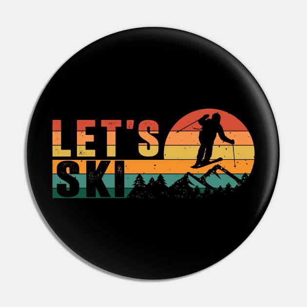 Vintage Ski Racing Winter Sports Retro Skiing Lovers Skier Pin by Sowrav