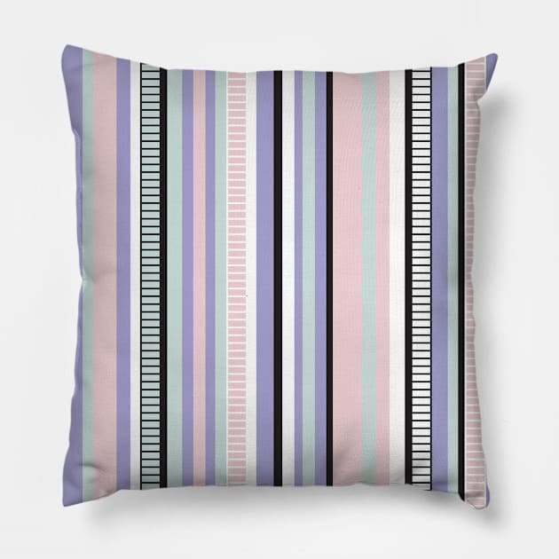 Serape Stripe in Pastels, Black, & White Pillow by Pamelandia