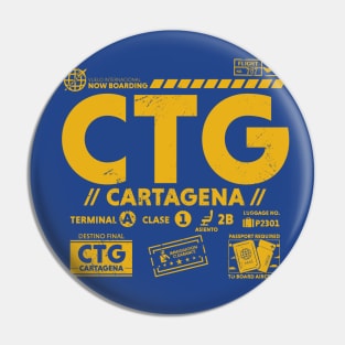 Vintage Cartagena CTG Airport Code Travel Day Retro Travel Tag Pin