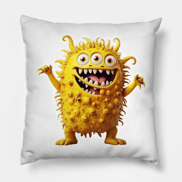 Yellow funny monster Pillow by bswlife