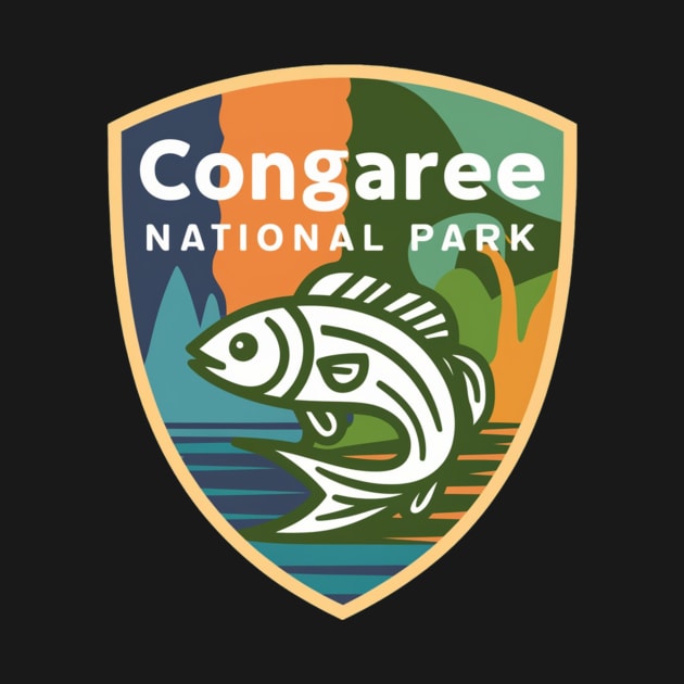 Congaree National Park South Carolina Fishing Emblem by Perspektiva