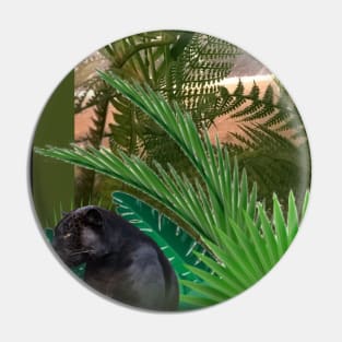 Black panther between palms Pin