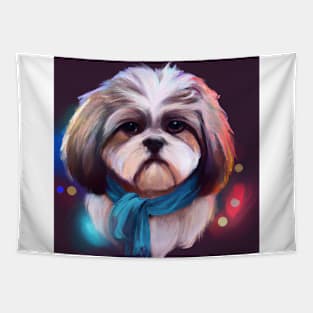 Cute Shih Tzu Drawing Tapestry