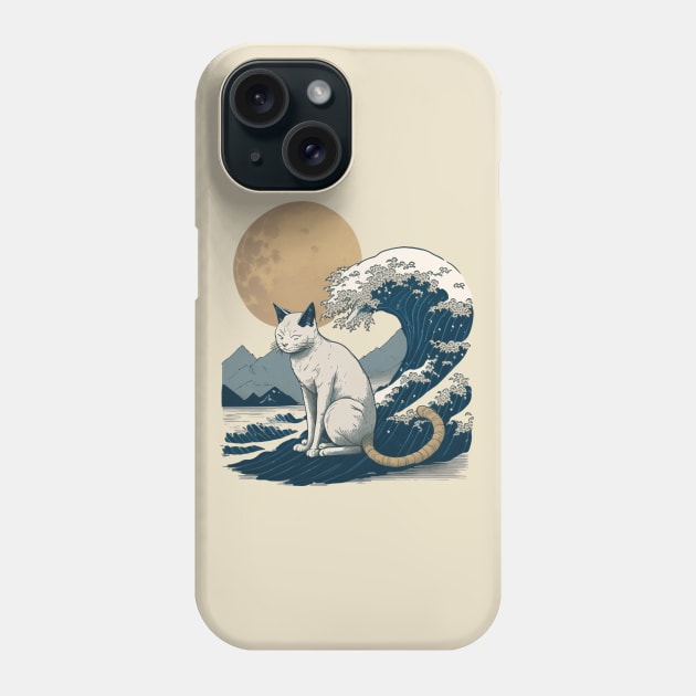 Cat with the Wave Phone Case by i2studio