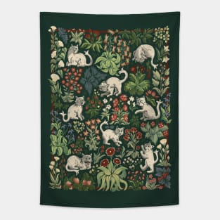 Ugly Medieval Cats Millefleur Tapestry