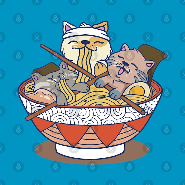 Kawaii Ramen Cute Ramen Cat Japanese Noodle Funny Anime by RKP'sTees