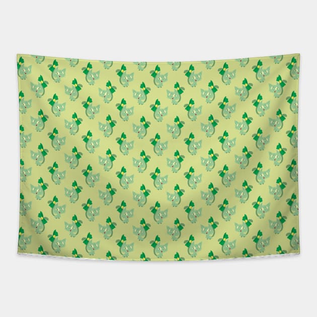 Green Ribbon Cat Pattern Tapestry by saradaboru