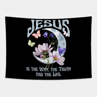 Jesus is the Way, the Truth, and the Life Vintage Boho Retro Christian Faith Jesus Inspirational Grace Tapestry