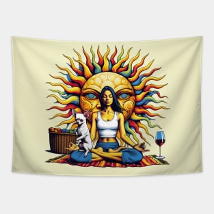 Zen Woman Chihuahua Meditation Tapestry