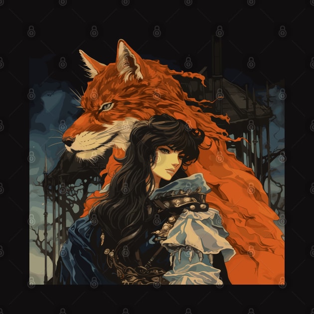 Woman and Fox Yokai by Ray Crimson