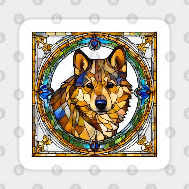 Stained Glass Swedish Vallhund Magnet by Doodle and Things