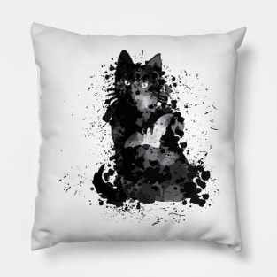 Grungy Watercolour Black Cat Pillow