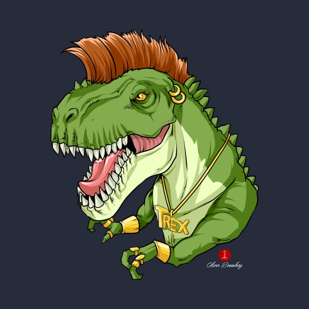 Mr T-Rex Blingosaurus | Bling, Mohawk & Dinosaur by OliRosenberg