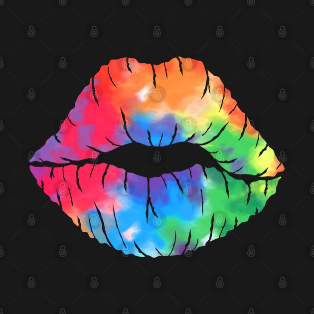 Tie Dye Rainbow Lips by lunamoonart