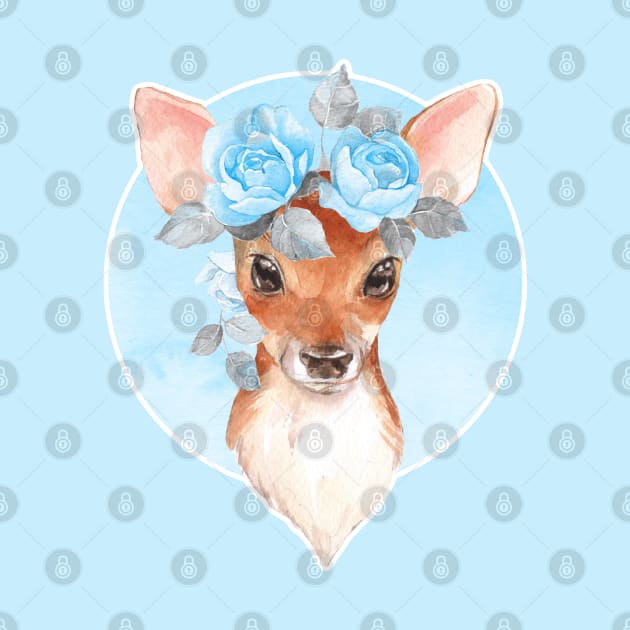 Fawn and blue roses by Gribanessa