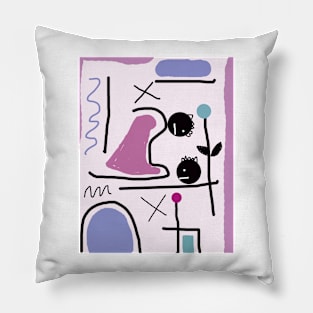 Kids and Broken Lines Stick Figure Pillow