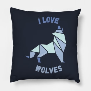 I love wolves - geometric Pillow