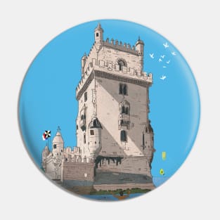 Belém Tower, Tower of Saint Vincent Lisbon Illustration Pin