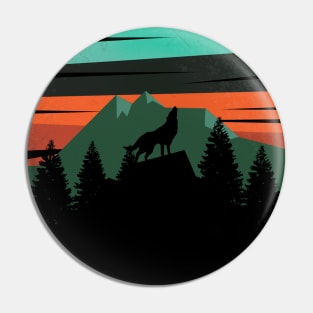 Silhouette of a wolf in a forest Pin