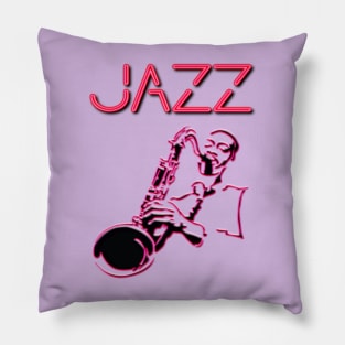 Jazz, Neon sign with Sax Player Pillow