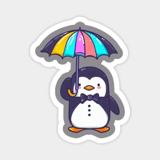 cute penguin holding an umbrella Magnet