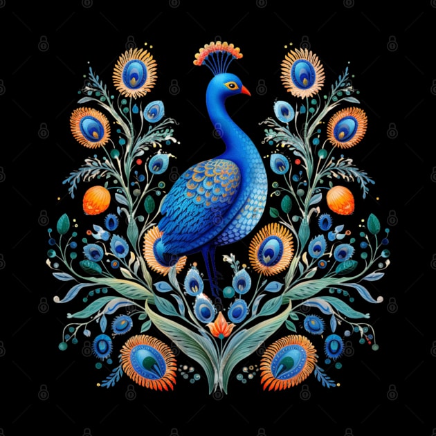 A Cute Peacock Scandinavian Art Style by Studio Red Koala