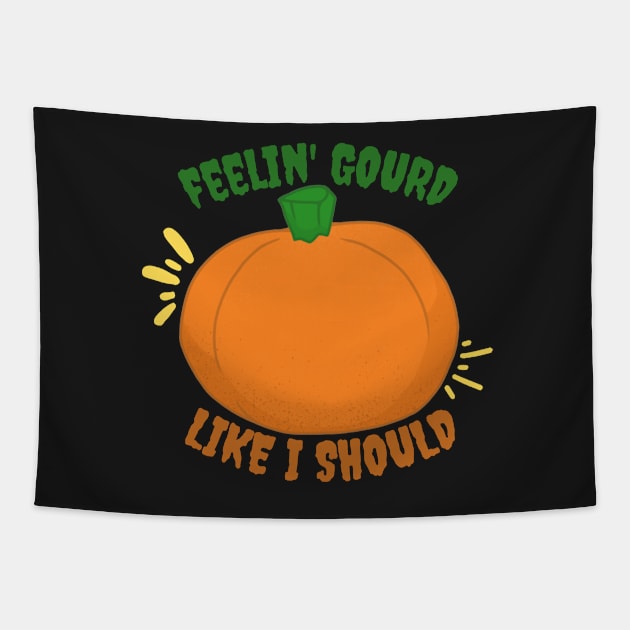 "Feeling Gourd" Pumpkin Tapestry by ReverieCompany