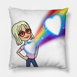 LGBT Girl Heart Burst rainbow Pillow