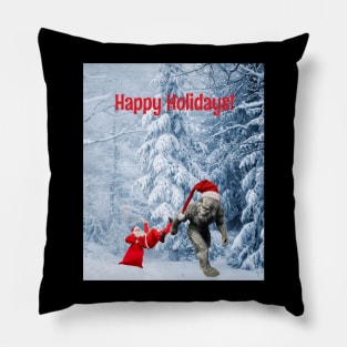 Happy Holidays Sasquatch & Santa Pillow