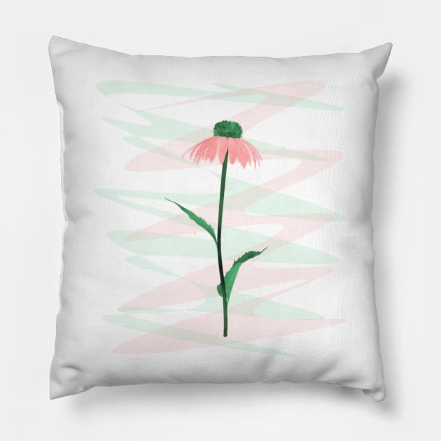 Pink Coneflower Pillow by cesartorresart