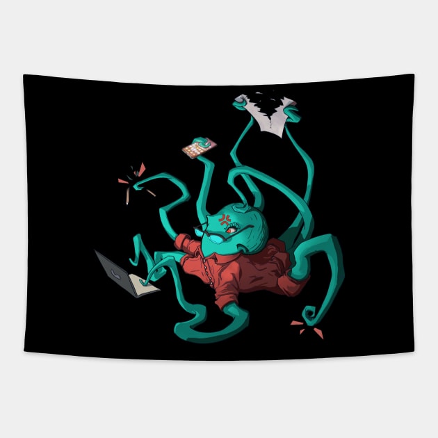 Stressed out Octopus Tapestry by animalartium@gmail.com