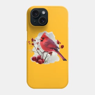 Bird Cardinal sitting on a branch Phone Case